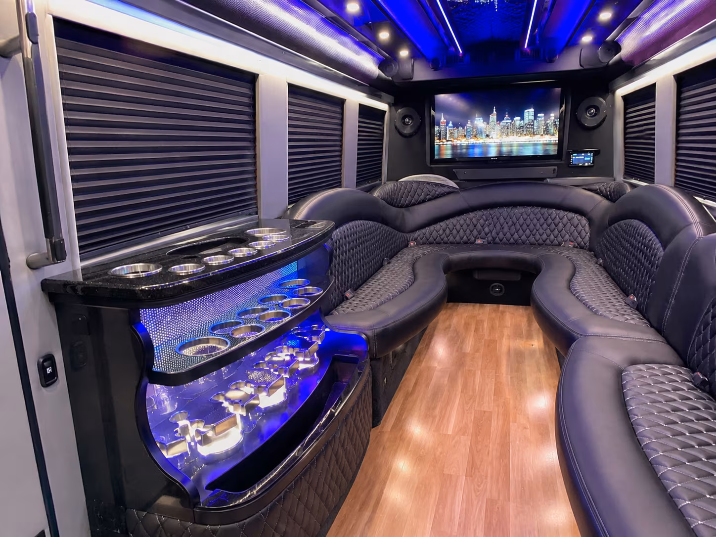 Newport News Wedding Transportation party bus interior