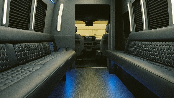 Interior of Charter Bus Company Centreville's 20 Passenger Party Bus in Centreville