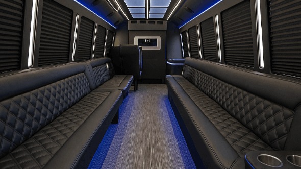 Interior of Charter Bus Company Hampton's 20 Passenger Party Bus in Hampton