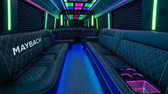 Interior of Charter Bus Company Suffolk's 28 Passenger Party Bus in Suffolk