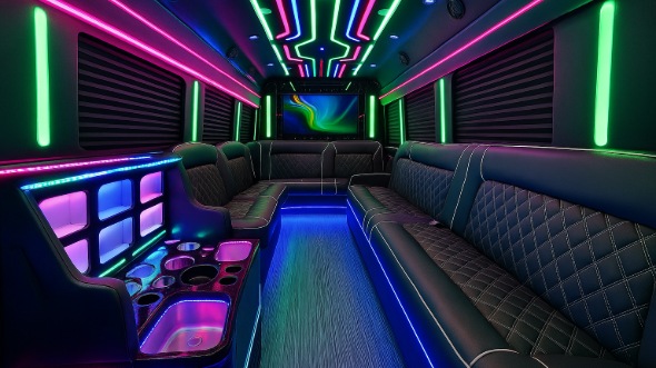Interior of Charter Bus Company Chesapeake's 40 Passenger Party Bus in Chesapeake