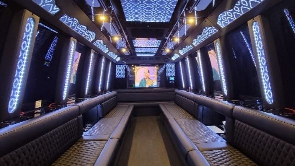 Interior of Charter Bus Company Norfolk's 40 Passenger Party Bus in Norfolk