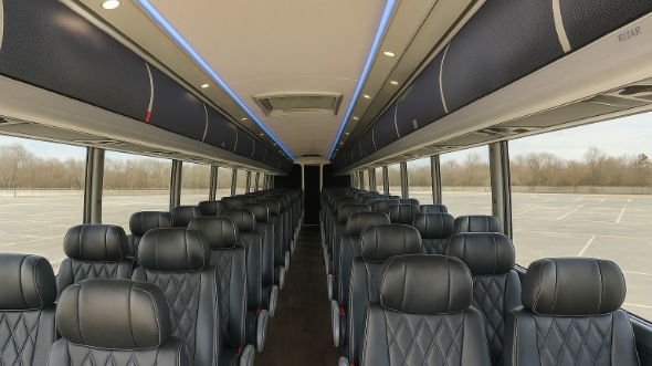 Interior of Charter Bus Company Newport News's 45 Passenger Charter Bus in Newport News