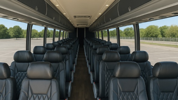 Interior of Charter Bus Company Newport News's 46 Passenger Charter Bus in Newport News