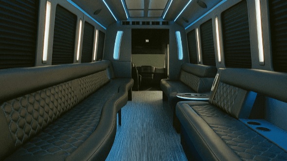 Interior of Charter Bus Company Dale City's 50 Passenger Party Bus in Dale City